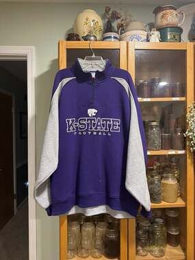 Vintage Russell Athletic K-State Football Team Issue XXL Quarter-Zip Pullover Sw